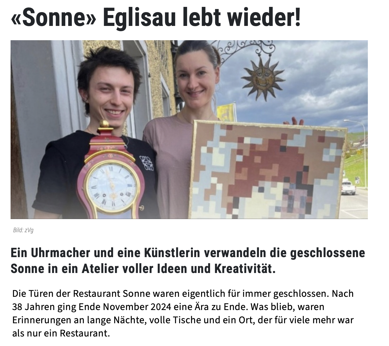 Züriunterand24: «Sonne Eglisau lebt wieder!»